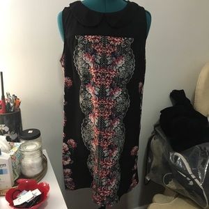 Shift dress with faux collar